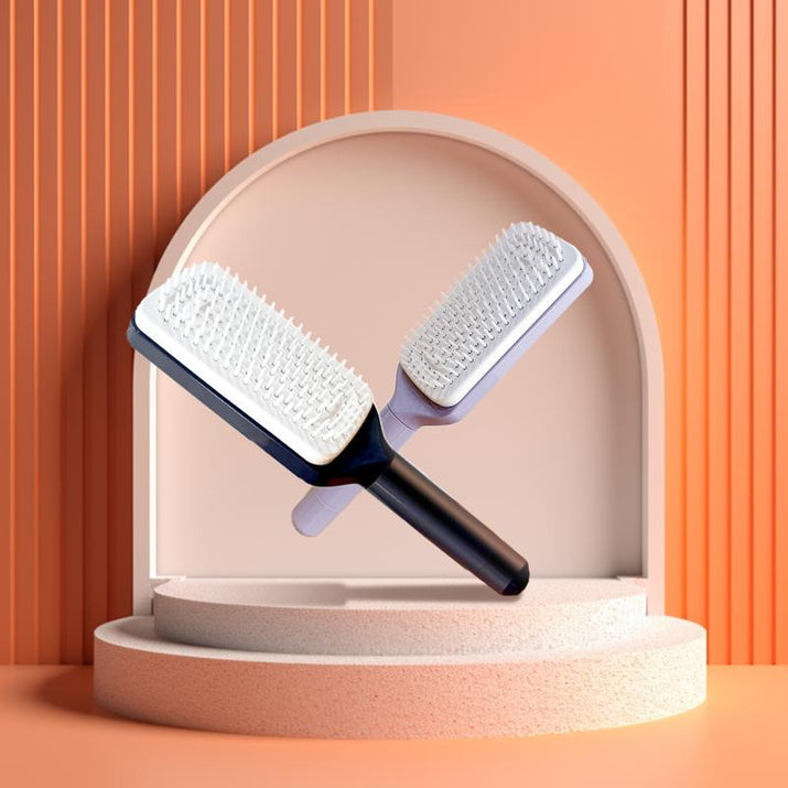 Retractable Bristles, anti Static Massage Comb Brush for Effortless Hair Removal and Cleaning Tools Paddle Detangle Hair Brush Set